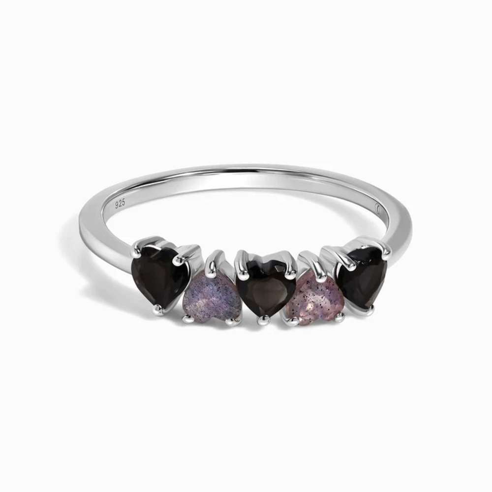 Black Obsidian Labradorite Ring